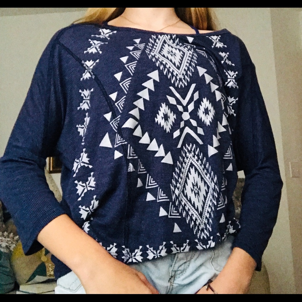 Patterned navy half sleeved shirt